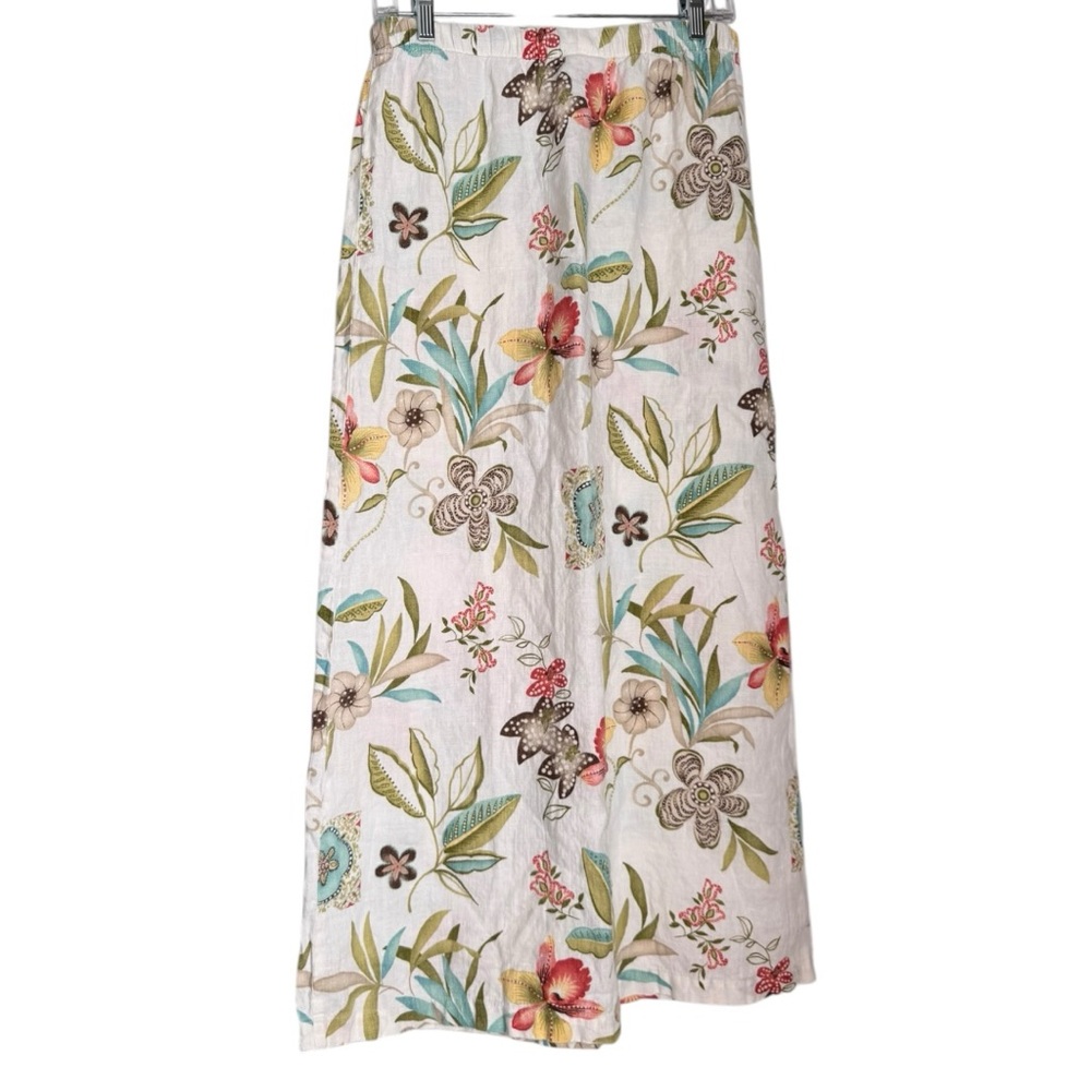 Hot Cotton Vintage Floral Beachy Linen Spring Skirt - Picture 2 of 8